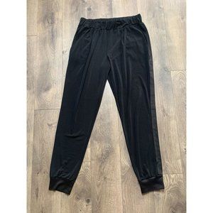 Arden B Women's Size M Black Striped Relaxed Fit Tapered High Rise Pants W/ Pock